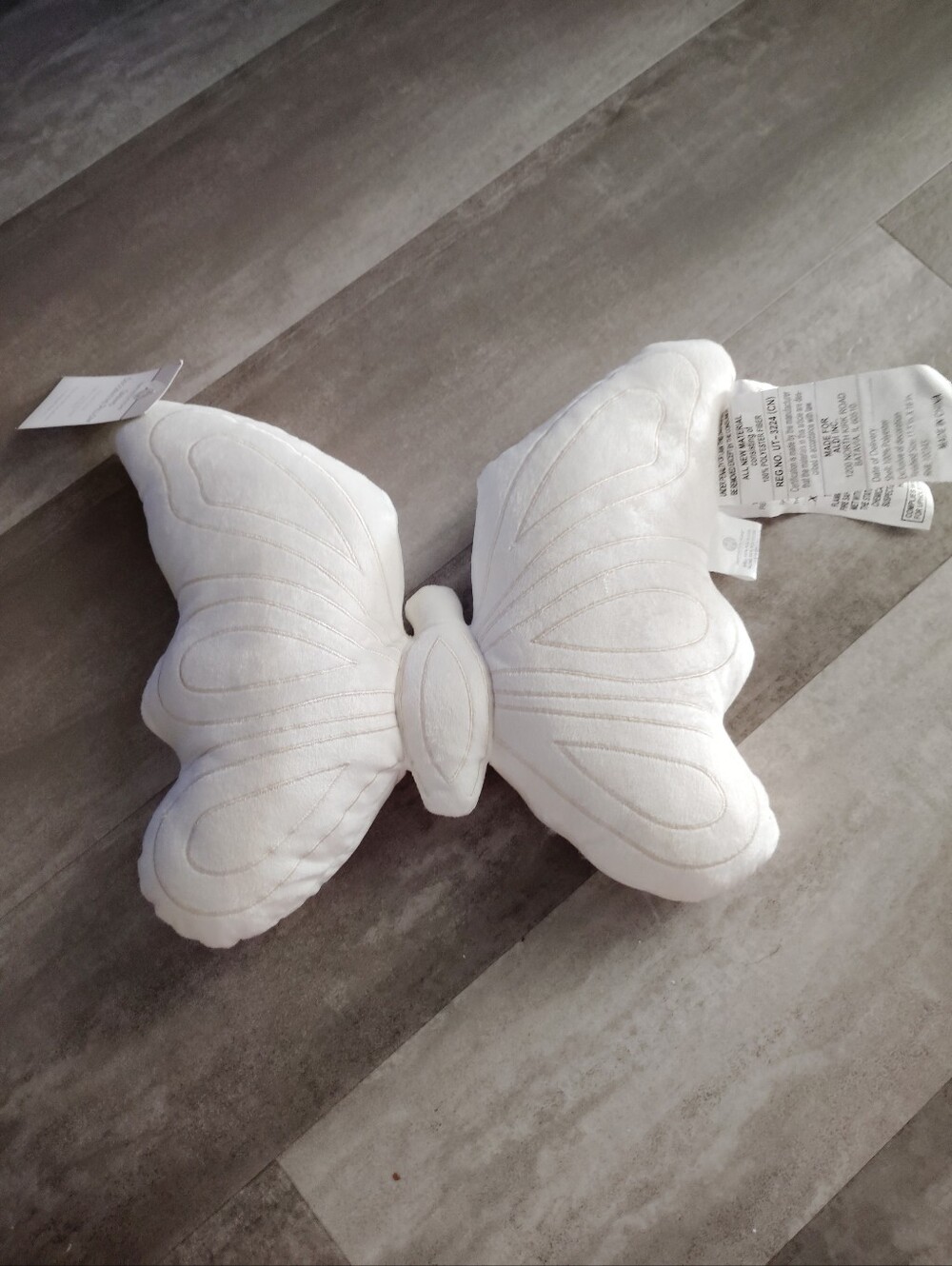 Huntington Home White Butterfly Decorative Throw Pillow NWT 11.5" x 16"
